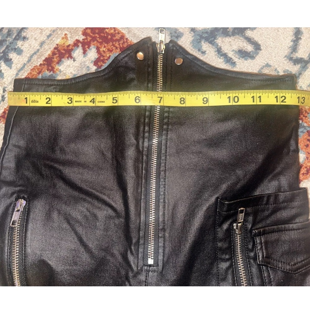 Akira Womens Black Moto Faux Leather Pants Hight Waist Sz Large Zip Front - Picture 10 of 11